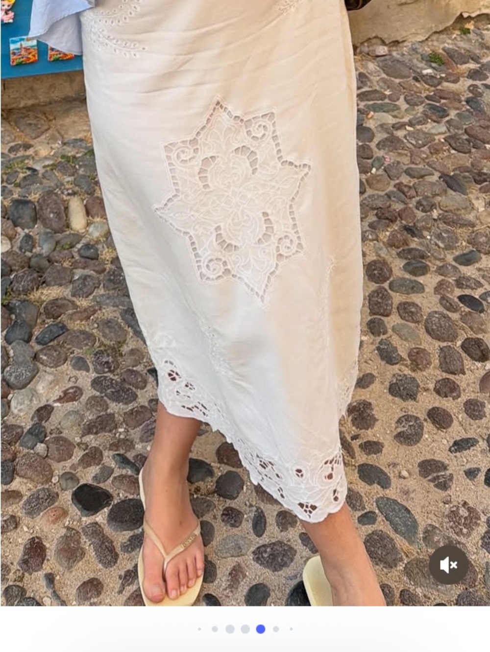 Zara ZW Collection Cream Embroidered Midi Skirt with Scalloped Hem NWT XL